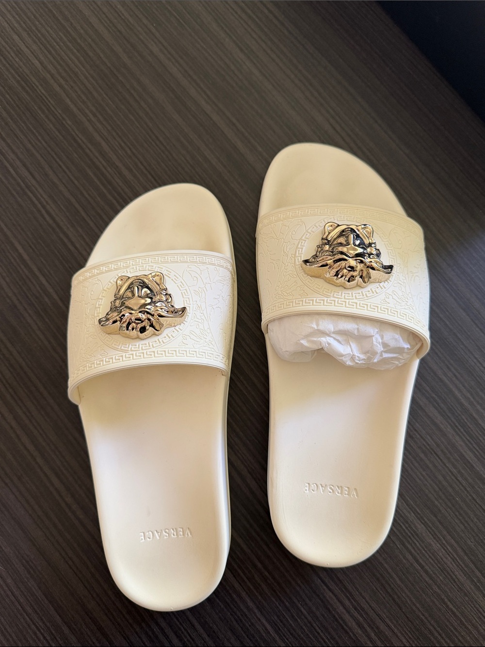 Versace white Slide Sandals with Gold Medusa Accent EU 40 wore once - Picture 3 of 7